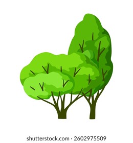 Illustration trees with leaves. Natural summer or spring image.