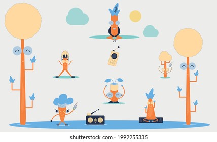 
ILLUSTRATION OF TREES WITH MUSIC AND ART