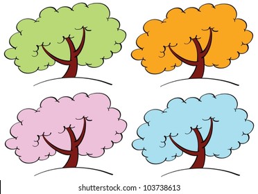 Illustration of trees of the seasons