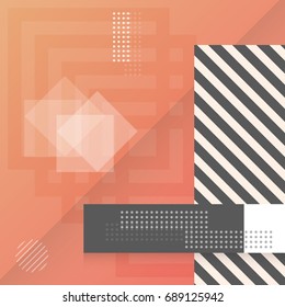 Illustration of Trendy Abstract Shapes Geometric Background. 90s Style Hipster Funky Shapes Poster Template