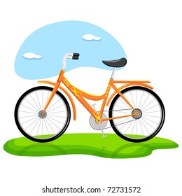 illustration of trendy bicycle standing on grass