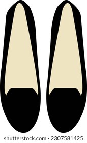 An illustration of trendy black loafers with low heels. Modern and stylish shoes for everyday wear. Suitable for both casual and formal