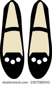 An illustration of trendy black shoes with low heels. Modern and stylish shoes with white pearl decorations that are suitable for formal events