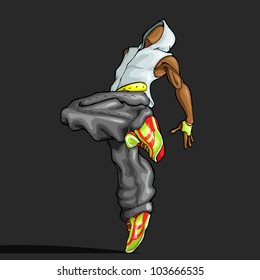 illustration of trendy guy in dancing pose