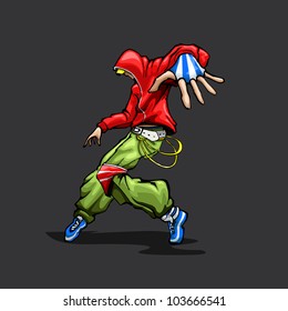 illustration of trendy guy in dancing pose