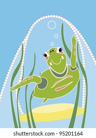Illustration of trendy turtle in ocean