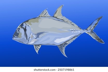 illustration of trevally fish in the sea