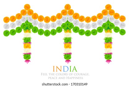 illustration of tri color flower arrangement for India festival decoration