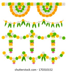 illustration of tri color flower arrangement for India festival decoration