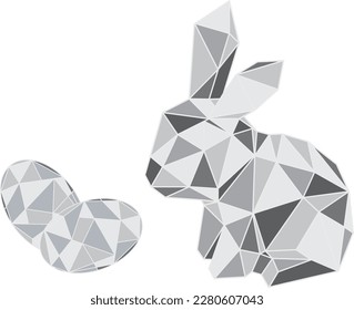 illustration triangle of easter rabbit with easter eggs.