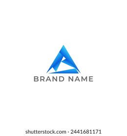 ILUSTRACIÓN TRIÁNGULO DEGRADADO COLOR AZUL TECNOLOGÍA LOGOTIPO PLANTILLA DISEÑO SIMPLE ELEMENTO VECTOR