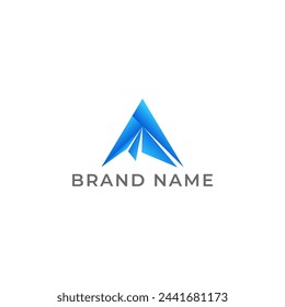 ILLUSTRATION TRIANGLE GRADIENT BLUE COLOR TECH LOGO ICON TEMPLATE SIMPLE DESIGN ELEMENT VECTOR
