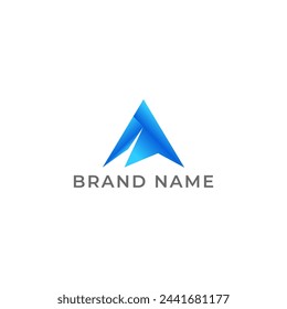 ILLUSTRATION TRIANGLE GRADIENT BLUE COLOR TECH LOGO ICON TEMPLATE SIMPLE DESIGN ELEMENT VECTOR
