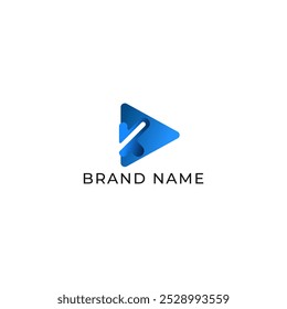 ILLUSTRATION TRIANGLE WITH LETTER K SIMPLE  GRADIENT BLUE COLOR TECH LOGO ICON MODERN SIMPLE TEMPLATE ELEMENT DESIGN VECTOR