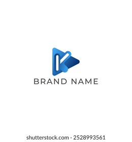 ILLUSTRATION TRIANGLE WITH LETTER K SIMPLE  GRADIENT BLUE COLOR TECH LOGO ICON MODERN SIMPLE TEMPLATE ELEMENT DESIGN VECTOR