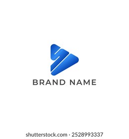 ILLUSTRATION TRIANGLE WITH LETTER S SIMPLE  GRADIENT BLUE COLOR TECH LOGO ICON MODERN SIMPLE TEMPLATE ELEMENT DESIGN VECTOR