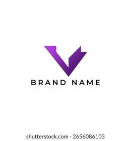 ILUSTRAÇÃO TRIÂNGULO LETRA V GEOMÉTRICA LOGOTIPO ÍCONE PÚRPURA GRADIENTE COR MODELO ELEMENTO MINIMALISTA SIMPLES DESIGN VETOR SIMPLES BOM PARA APLICATIVOS, MARCA 