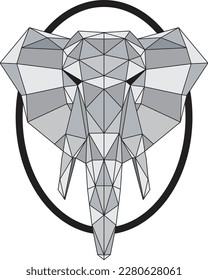 ilustración triángulo de línea de elefante con círculo.