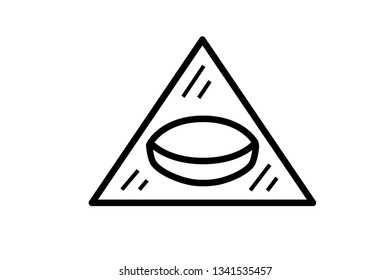 Illustration of a triangle money coin sign. An image of a triangle money sign