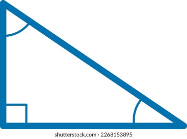 Illustration of a triangle with a right angle. Pythagoras theorem. Calculation of the angles of a triangle. Math.
