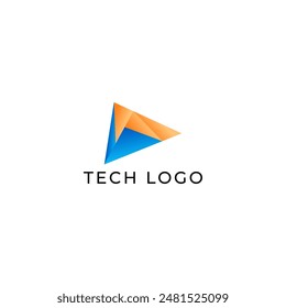 ILLUSTRATION TRIANGLE SIMPLE  GRADIENT BLUE ORANGE COLOR TECH LOGO ICON MODERN SIMPLE TEMPLATE ELEMENT DESIGN VECTOR