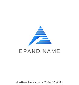 ILLUSTRATION TRIANGLE SIMPLE  GRADIENT BLUE COLOR TECH LOGO ICON MODERN SIMPLE TEMPLATE ELEMENT DESIGN VECTOR