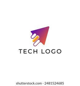 ILUSTRACIÓN TRIÁNGULO DEGRADADO SIMPLE PÚRPURA NARANJA COLOR TECNOLOGÍA LOGOTIPO ICONO MODERNO PLANTILLA SIMPLE ELEMENTO DISEÑO VECTOR