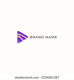 ILUSTRAÇÃO TRIÂNGULO SIMPLES GRADIENTE ROXO COR LARANJA ÍCONE DE LOGOTIPO TECNOLÓGICO MODERNO SIMPLES MODELO ELEMENTO DESIGN VETOR