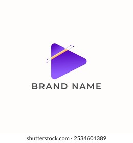 ILUSTRAÇÃO TRIÂNGULO SIMPLES GRADIENTE ROXO COR LARANJA ÍCONE DE LOGOTIPO TECNOLÓGICO MODERNO SIMPLES MODELO ELEMENTO DESIGN VETOR