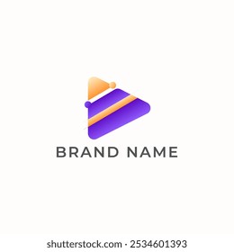 ILLUSTRATION TRIANGLE SIMPLE  GRADIENT PURPLE ORANGE COLOR TECH LOGO ICON MODERN SIMPLE TEMPLATE ELEMENT DESIGN VECTOR