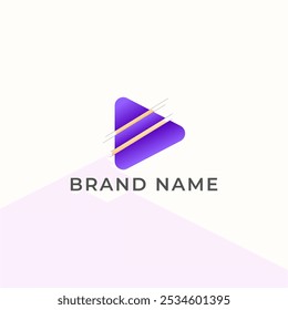 ILLUSTRATION TRIANGLE SIMPLE  GRADIENT PURPLE ORANGE COLOR TECH LOGO ICON MODERN SIMPLE TEMPLATE ELEMENT DESIGN VECTOR
