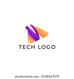 ILLUSTRATION TRIANGLE SIMPLE  GRADIENT PURPLE ORANGE COLOR TECH LOGO ICON MODERN SIMPLE TEMPLATE ELEMENT DESIGN VECTOR