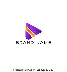 ILUSTRACIÓN TRIÁNGULO SIMPLE GRADIENTE PÚRPURA NARANJA COLOR TECH LOGO ICONO MODERNO ELEMENTO DE PLANTILLA SIMPLE DISEÑO VECTOR