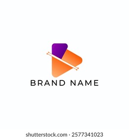 ILLUSTRATION TRIANGLE SIMPLE  GRADIENT PURPLE ORANGE COLOR TECH LOGO ICON MODERN SIMPLE TEMPLATE ELEMENT DESIGN VECTOR