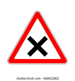 Illustration of Triangle Warning Sign for Intersection
