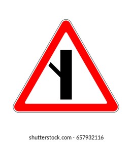 Illustration of Triangle Warning Sign. Priority Over Junction From Left