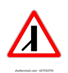 Illustration of Triangle Warning Sign. Priority Over Junction From Left on White