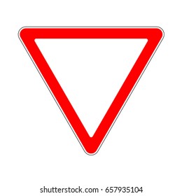 Illustration of Triangle Warning Sign. Priority of Traffic Sign. Give Way