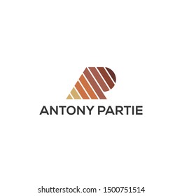 Illustration of triangular abstract sign that resembles the letters AP logo design template