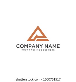 Illustration of triangular abstract sign that resembles the letters AP logo design sign