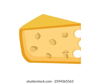 Illustration of a triangular cheese slice with holes, isolated on a white background