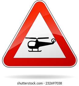 illustration of triangular isolated sign for helicopter