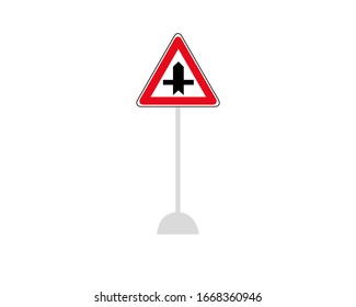 Illustration of triangular isolated sign for priority road