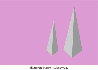Illustration of triangular object in pink background.