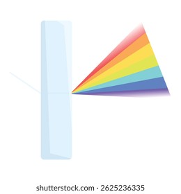 Illustration of a triangular prism refracting a beam of light creating a visible spectrum