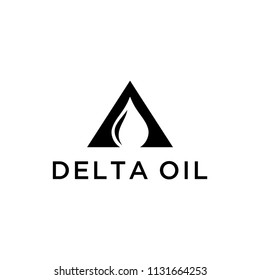 Illustration triangular sign shape with oil negative space logo design