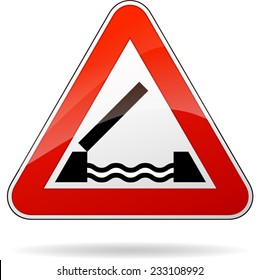 illustration of triangular warning sign for bridge