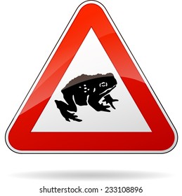 illustration of triangular warning sign for toads