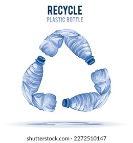 Illustration of triangular white clear plastic bottle recycle. Vector