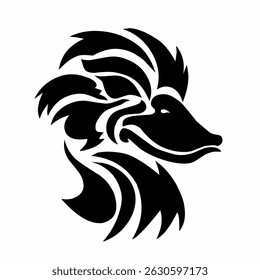 illustration tribal art design duck head for tattoo, logo, graphic elements